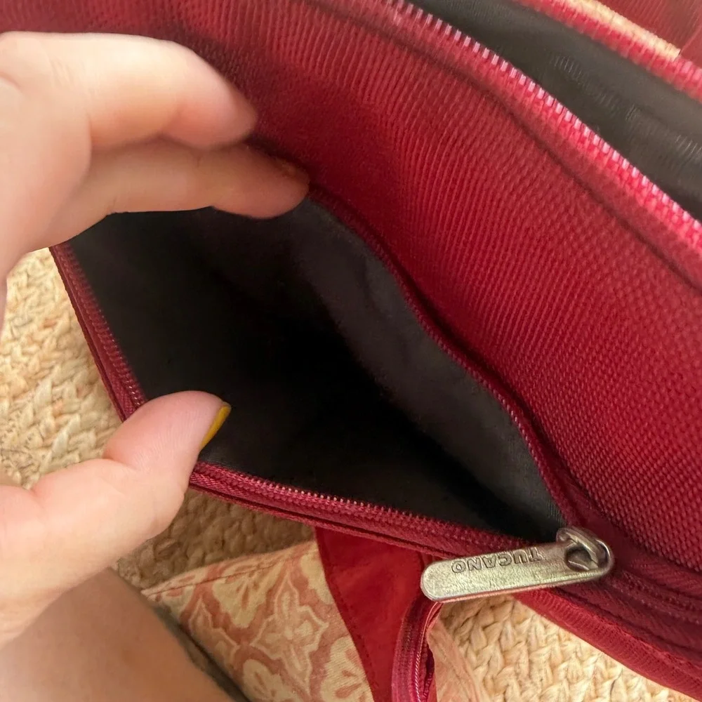 Tucano Red Nylon Tech Crossbody Bag Padded Tablet Messenger Case Adjustable